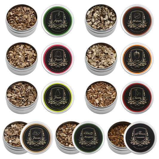 Smoking Wood Chips Cocktail Smoker, 9 Flavors Natural Wood Chips Including Cherry, Apple, Oak, Peach, Walnut, Pear, Pecan, Mesquite, Cinnamon for Husband Father's Gift Smoke Gun Cocktails Drinks Food